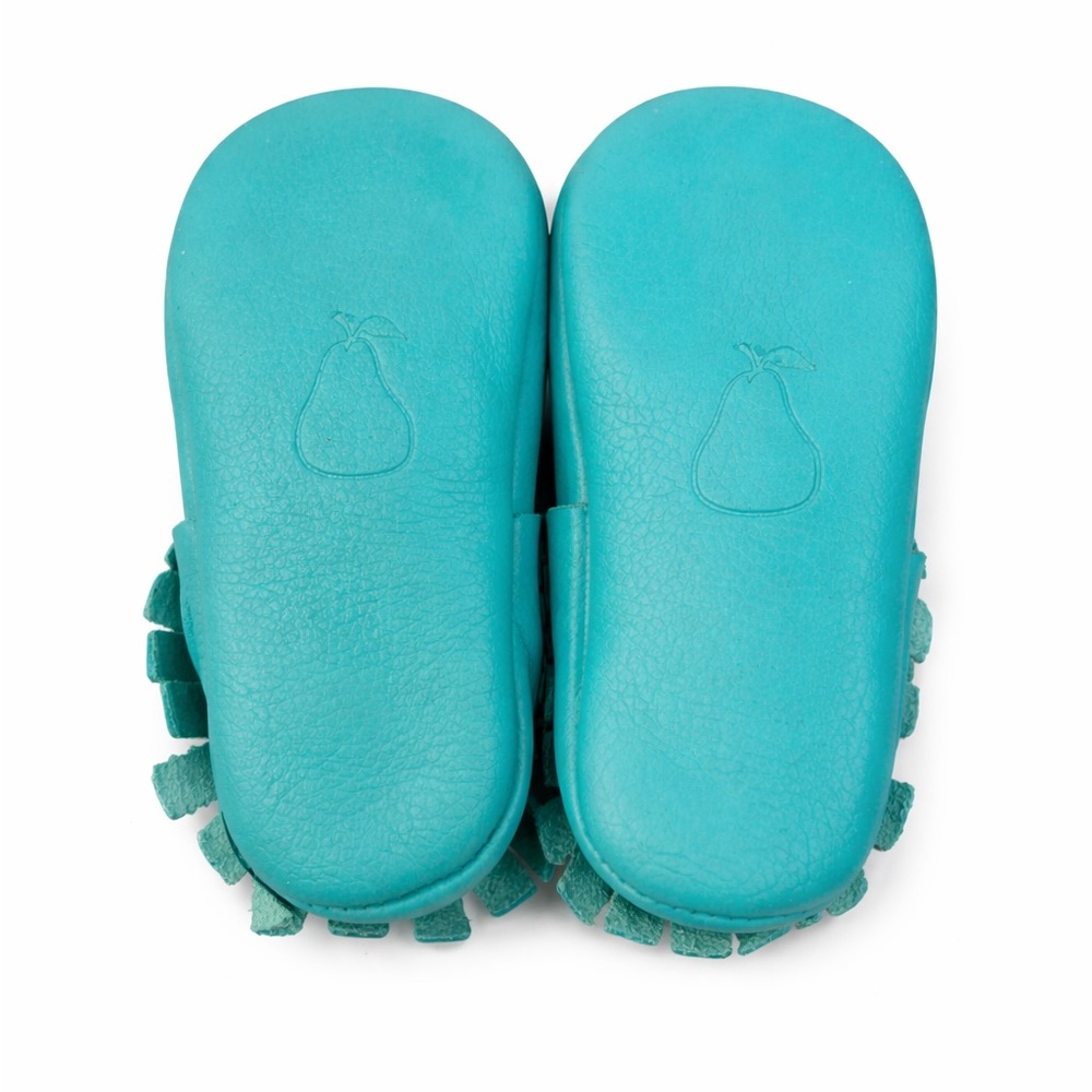 Freshly Picked Teal Fringe Baby Moccasins - Picture 2 of 4